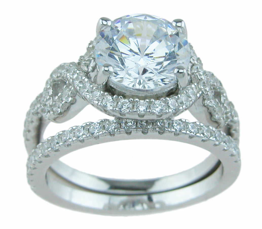 2.25 TCW Diamond 14k White Gold Finish Celtic Bridal Set Engagement Ring Womens 