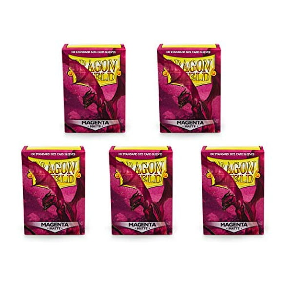 5 Packs Dragon Shield Matte Magenta Standard Size 100 ct Card Sleeves Value Bundle!