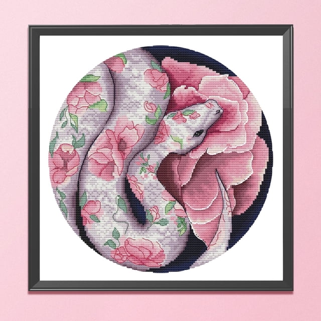 Cuadros Decorativos Bordado parcial lienzo estampado 11CT DIY flor de serpiente Kits de punto de cruz regalos Ndcxsfigh Nuevos Originales
