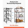 thumbnail image 2 of KFFKFF 4-Tier Foldable Storage Shelf with Wheels, 36-inch W x 21-inch D x 60-inch H Metal Rack Shelving Unit, Durable Organizer Shelf for Garage, Kitchen, Basement, Black, 2 of 9