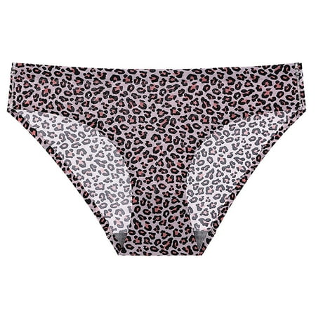 MZXELPRJD Womens Underwear Women s Pants Printed Ice Silk Traceless Low Waist Large Women s Underwear Panties for Women Pack Brown L