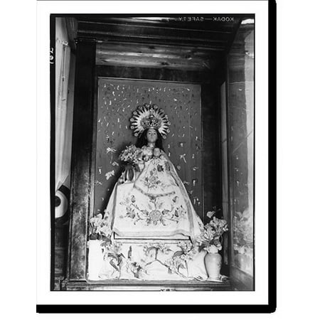 Historic Print, [Catholic religious scenes in Puerto Rico, 1944-46: ornately decorated Madonna and child], 16" x 20"