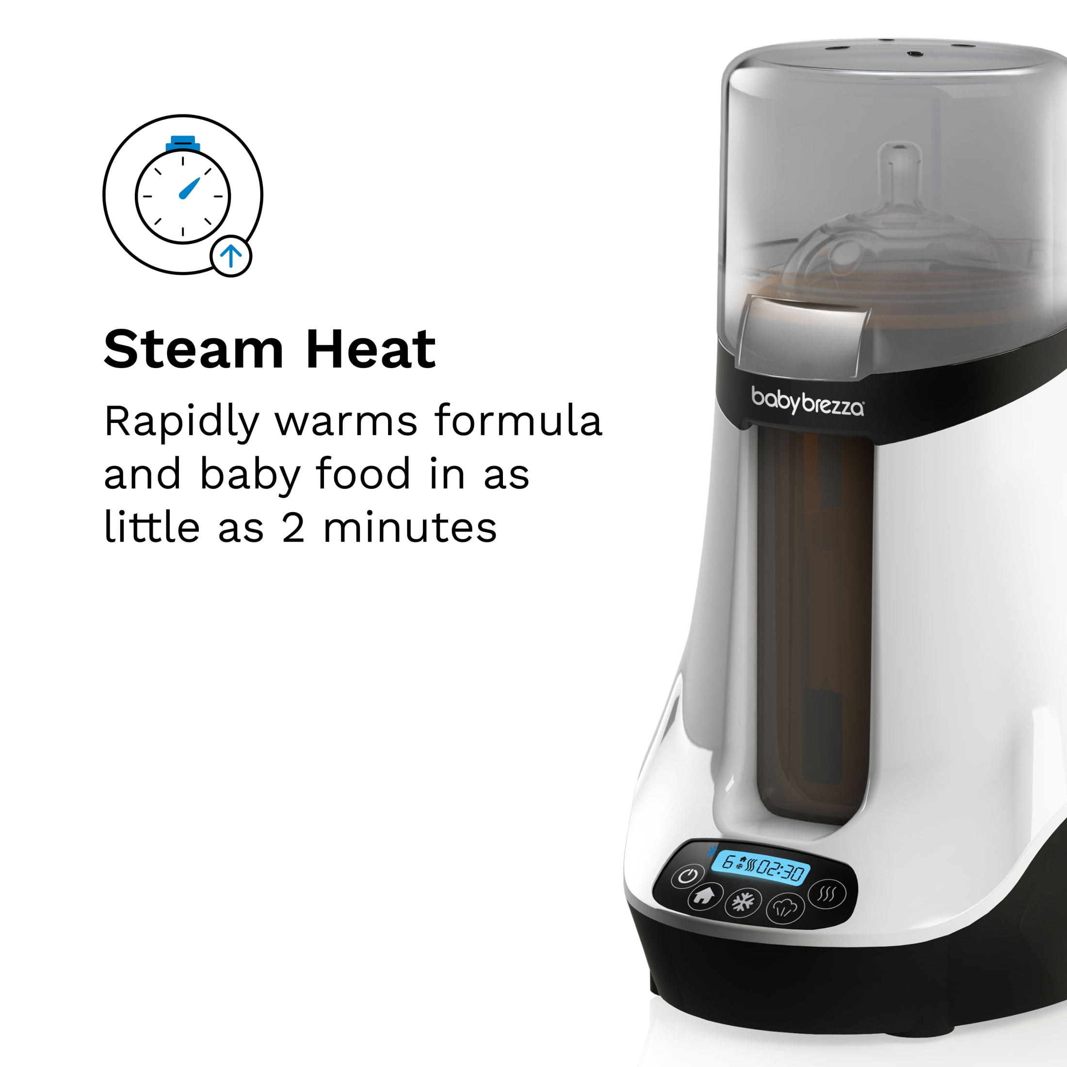 Open Box Baby Brezza Smart Baby Bottle Warmer, Breastmilk Warmer + Defroster – Free App - Different Temperatures for Breastmilk + Formula - Universal Fit for All Bottles + Milk Bags - Calentador de Biberones
