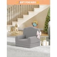 thumbnail image 2 of Convertible para niños pequeños para niños sofa chair con washable sherpa cover, crown design, comfy para reading, playroom, nursery - gris (para girls y boys), 2 of 7