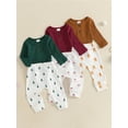 thumbnail image 3 of Baby Toddler 2 Piece Clothes Outfits 0 3 6 12 18 Months Long Sleeve Rompers and Christmas Print Elastic Pants Set for Infant, 3 of 9