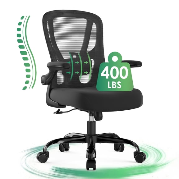 Someet Ergonomic Office Chair with Lumbar Support, Adjustable Height Desk Chairs with Armrests for Adults, Black