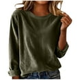 thumbnail image 5 of ClodeEU Womens Fall Long Sleeve Sweater ,Crew Neck Cozy Loose Fit Knit Pullover Sweaters Tops Army Green,Womens Plus M, 5 of 7