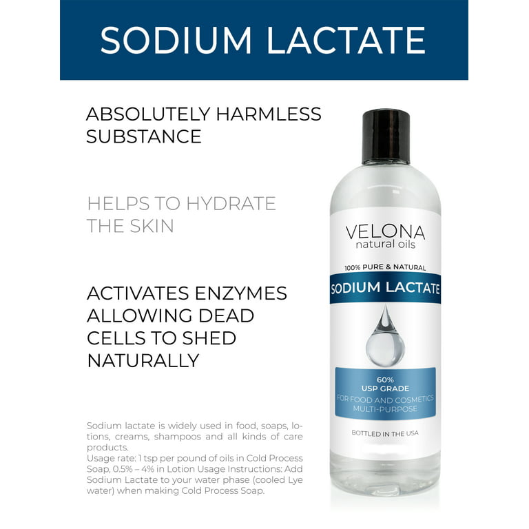 Velona Sodium Lactate 60% - 4 oz | USP Grade Natural Preservative | for Soap Making & Lotions | Harder Bar of Soap, PH Regulator, Glycerin substitute