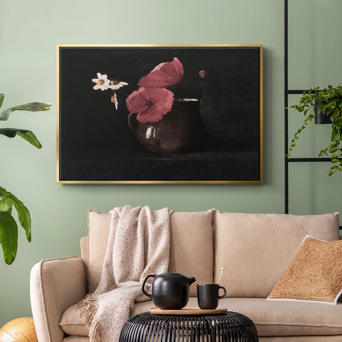 Vintage Botanical Print-XL By Wexford Home Framed in Gold Wood Gallery Wrapped Canvas 25 in. x 37 in.