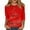 Red, variant on Women's Christmas Red Sweater with Sparkling Ribbon Design, 3/4 Sleeve, Casual Holiday Top
