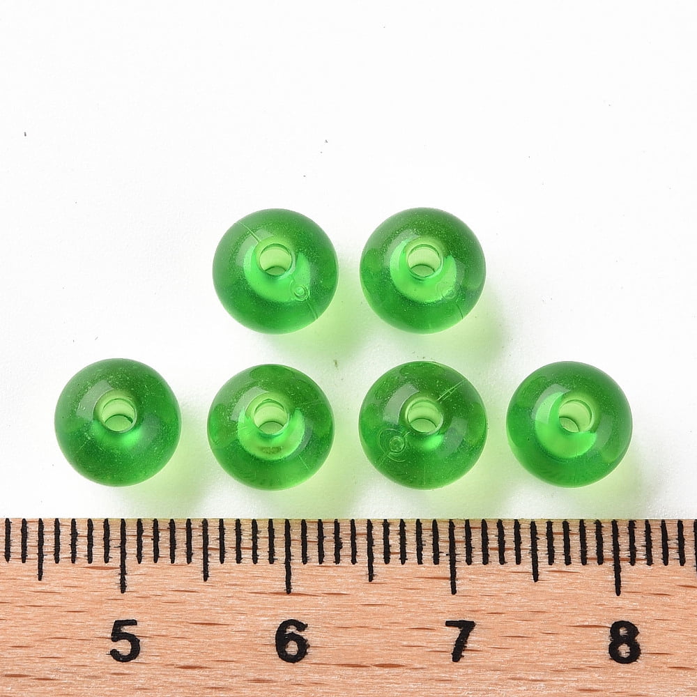 500g Transparent Acrylic Beads Round Lawn Green 8x7mm Hole: 2mm 1745pcs/500g