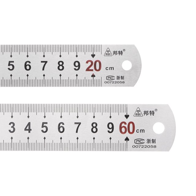 Unique Bargains Ensemble de Règles Droites 60x2,9 cm et Trousse de Règles en Acier Inoxydable 20x2,6 cm, 2 Pcs
