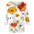 thumbnail image 5 of Fiudx Ofertas Flash Del Día Moda Mujer Impresión Cuello Redondo Manga 3/4 Camiseta Pulóver Blusa Superior, 5 of 5