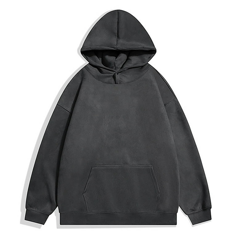 JLFKNG Casual Hoodies For Men Solid Color Suede Hoodies Oversized Long Sleeve Loose Fit Hooded Sweatshirts With Front Pocket Mens Dailywear Walmart