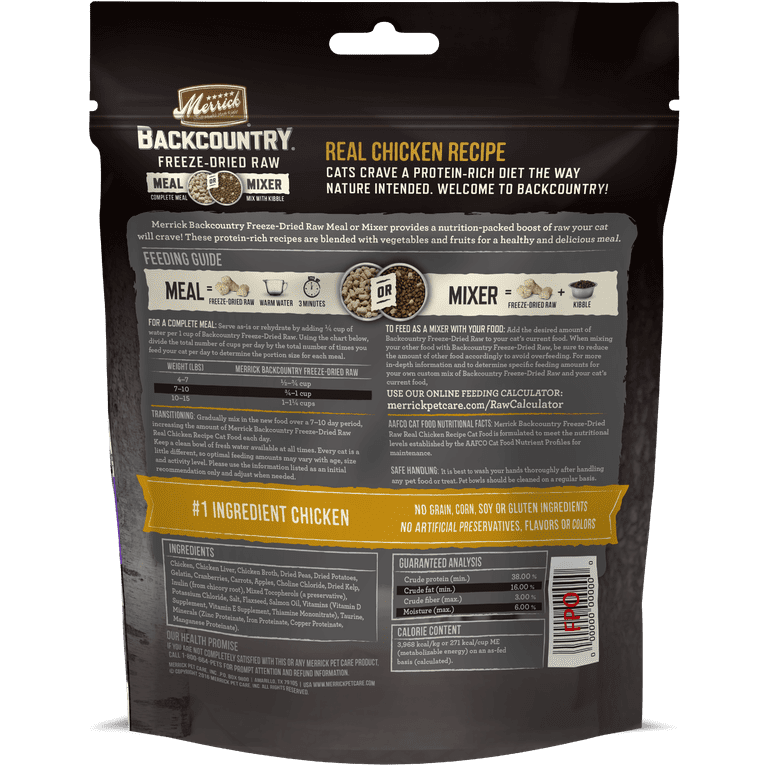 Merrick Backcountry Grain Free Meal Mixer Real Chicken Recipe Freeze Dried Raw Cat Food 4 Oz Walmart