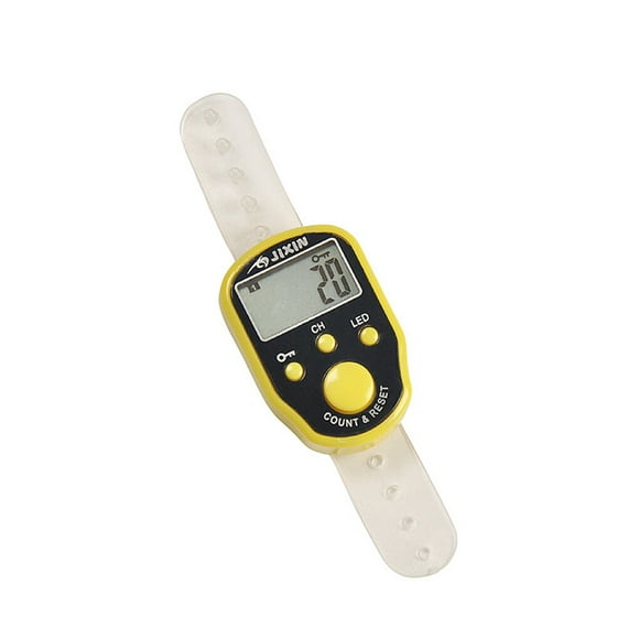 ziyahi Mini Stitch Marker Row Fingertip Counter with LED Light LCD Electronic Digital Display Tally Timing for Golf Knitting Weave Yellow 4.5*3.5*1.2cm