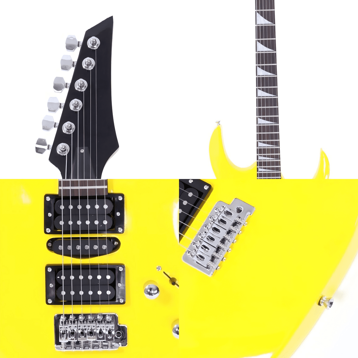6 String Beginners Electric Guitar with HSH Pickup, Bag/Strap/Amp Wire/Wrench Tool (Yellow)
