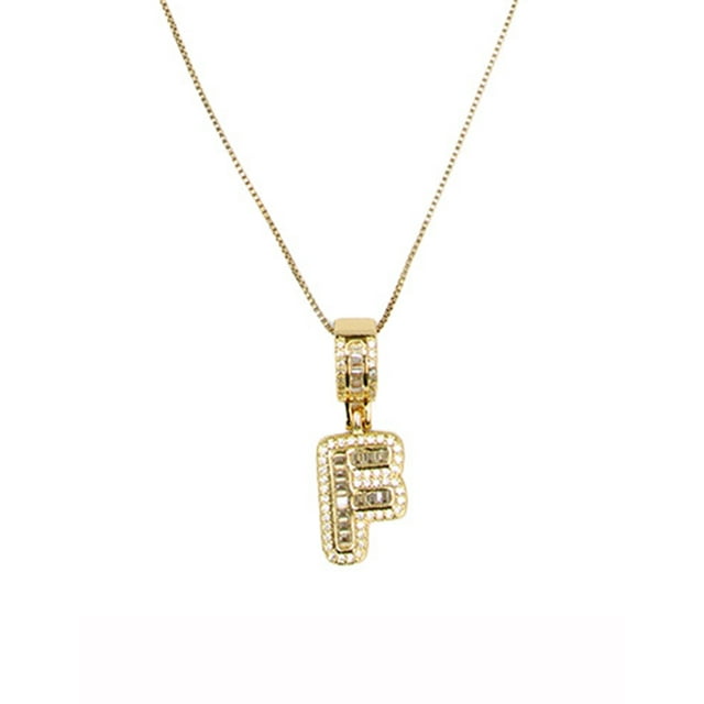 Collar con dije de oro laminado letra brillos F