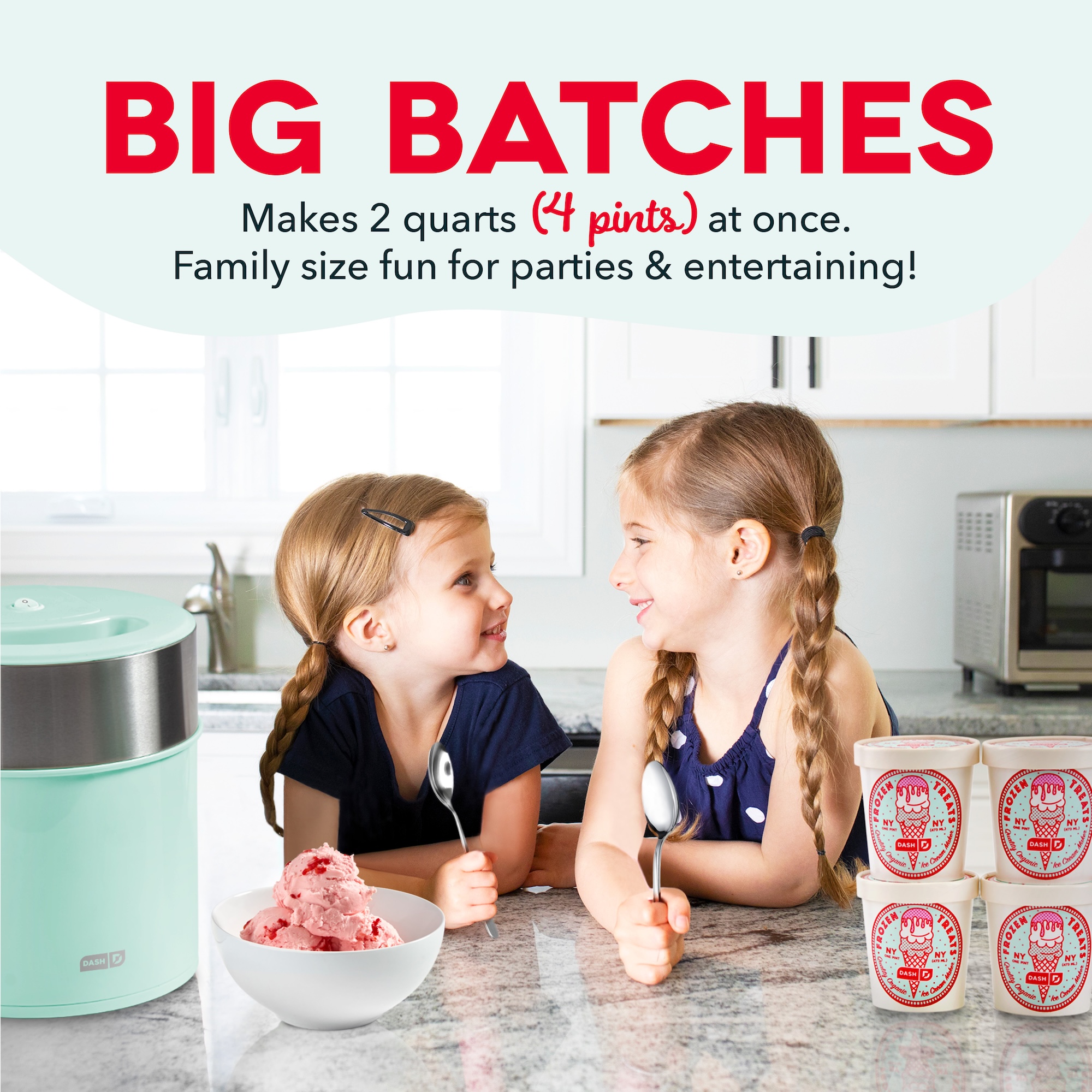 Dash Deluxe Gelato & Ice Cream Maker, 2qt, Aqua