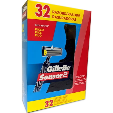 Gillette Sensor 2 Disposable Razors, 32 Pack, Fixed Head, (Best Disposable Razor For Shaving Head)