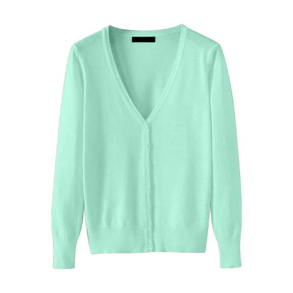 CILENON Summer Blazers Women's Lightweight V Neck Cardigan Sweater (Available In Plus Size) (Mint Green,L)