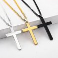 thumbnail image 2 of Collar con colgante de cruz religiosa de acero inoxidable pulido con cierre de langosta - Oro - Código de producto 57156 Plata, 2 of 2