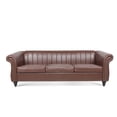 thumbnail image 5 of Churanty Chesterfield Sofa Leather with Solid Wood Legs, Dark Brown, 5 of 9