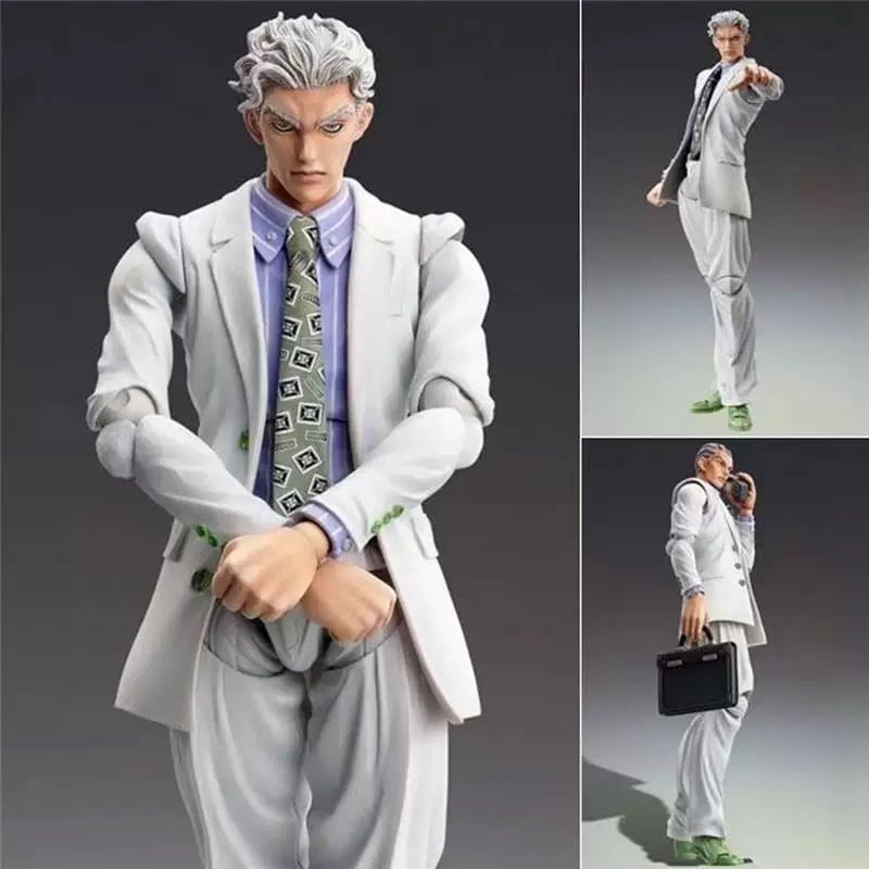 Kira Yoshikage Figure Standing Movable Suit Kira Yoshikage Action Figures 16cm/6.3inch PVC Character Figurine Model for Anime Fans Gift (White)