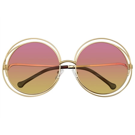 Emblem Eyewear - Round Sunglasses Double Wire Big Oversize Boho Circle Lens Sunglasses