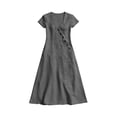 thumbnail image 5 of HVOBTTY Summer Women's Short Sleeve Mid-Length Peplum Dress V Neck Cut Modern Daily Leisure Out Wear, 5 of 5
