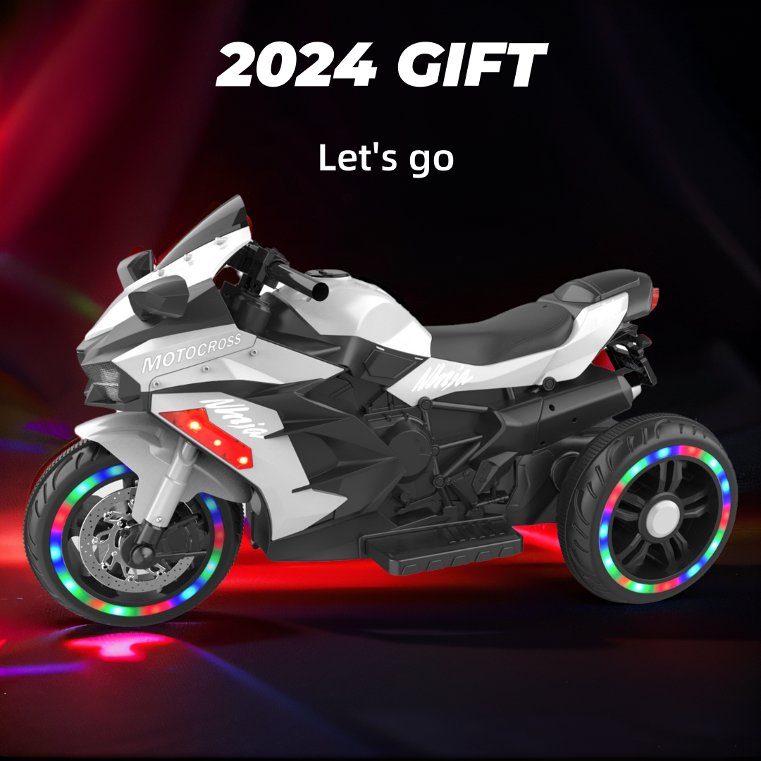 HNH 12V Ride on Motorcycle for Kids, Electric Dirt Bike with LED Light, Bluetooth Music, Motorbike Ride on Toy for 3-6 Year Olds