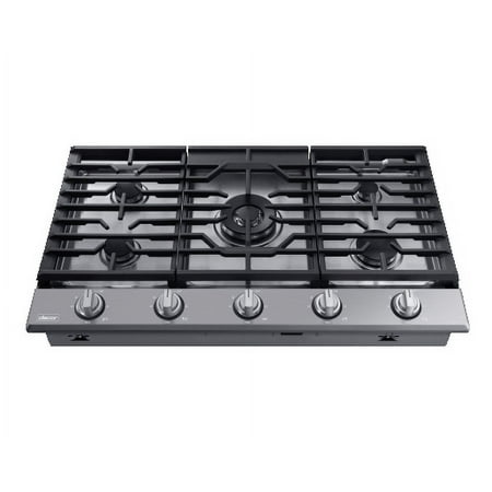 Dacor - Transitional 36" Built-In Gas Cooktop with 6 burners and SimmerSear™, Liquid Propane Convertible - Silver stainless steel