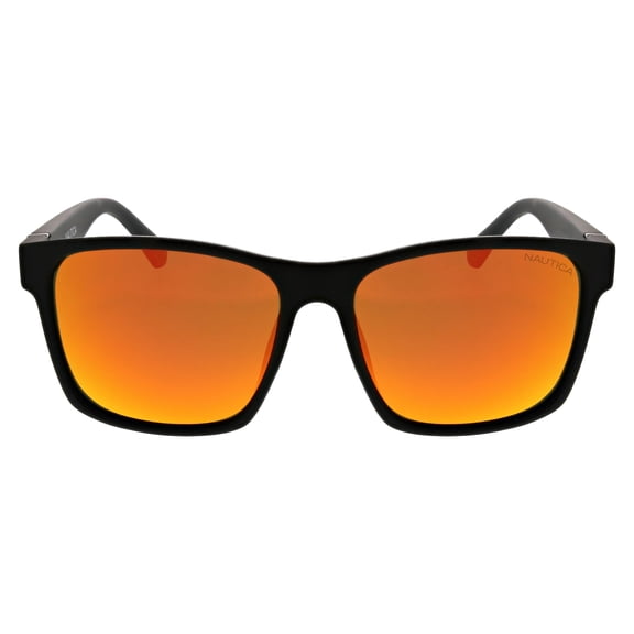 Nautica Mens Modern Square Black Polarized Sunglasses