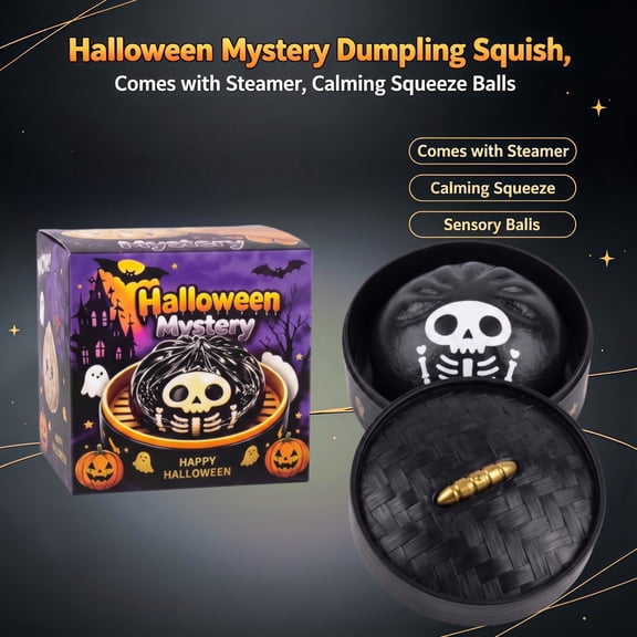 Halloween Mystery Dumpling Squish, Comes with Steamer, Calming Squeeze Balls