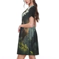thumbnail image 2 of Honeii Forest Stone-Colored Dragon Print Women’s Short Sleeve Dress, Comfortable Casual Dress, Soft Polyester Spandex Blend, Stylish Everyday Wear for Summer, Perfect for Travel and Vacation, 2 of 6