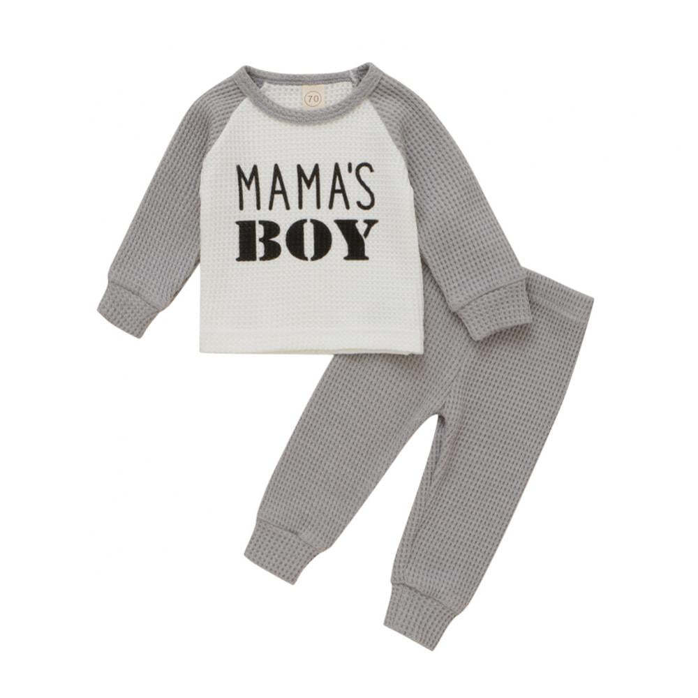 2pcs Toddler Boys Clothes Set Letter Print O-Neck Long Sleeve+Pants Cute Suit 