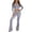 Grey, variant on Casual Velvet 2 Piece Tracksuit For Women, Long Sleeve Zip Crop Top & Elastic Drawstring Flared Pants Soft Plush Loungewear Outfit S-XXXL Plus Size Friendly True To Size