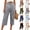 29# Gray, variant on Capri Cotton Linen Pants Women Summer Lightweight Stretch Work Dress Pants Office Business Casual Slacks Knee Length Shorts Navy XL