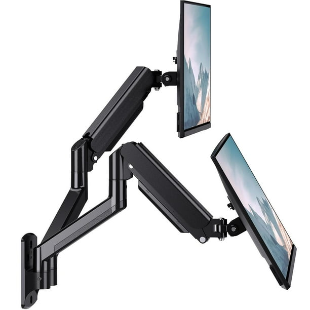 Soporte para Monitor WALI Negro Totalmente Ajustable para Pared Doble de hasta 32 Pulgadas 10 kg con