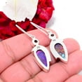 thumbnail image 2 of Copper Purple Turquoise & Rainbow Mystic Fire Topaz Designer Handmade 925 Sterling Silver Earring 1.68 Sku25, Purple Earring, Natural Gemstone Earring, 2 of 2