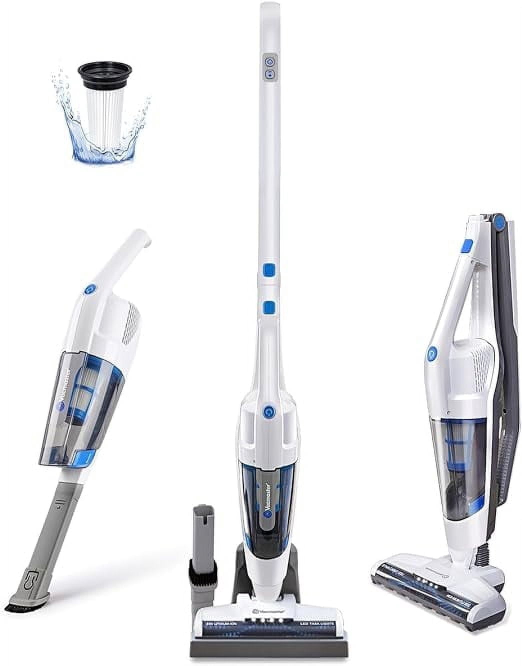 Vacmaster VSD1801 Cordless Handheld & Stick Vacuum Cleaner 2 in 1, Rechargeable Li-ion Battery Powerful Lightweight for Hardwood Floor, Carpet and Pet Hair White