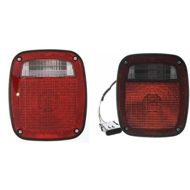 GO-PARTS - PAIR/SET - Replacement for 1991 - 1997 Jeep Wrangler Tail Lights  Lamps Assembly - Left & Right (Driver & Passenger) Side CH2801120 CH2800120  56018648 56018649 Replacement For Jeep Wrangler 