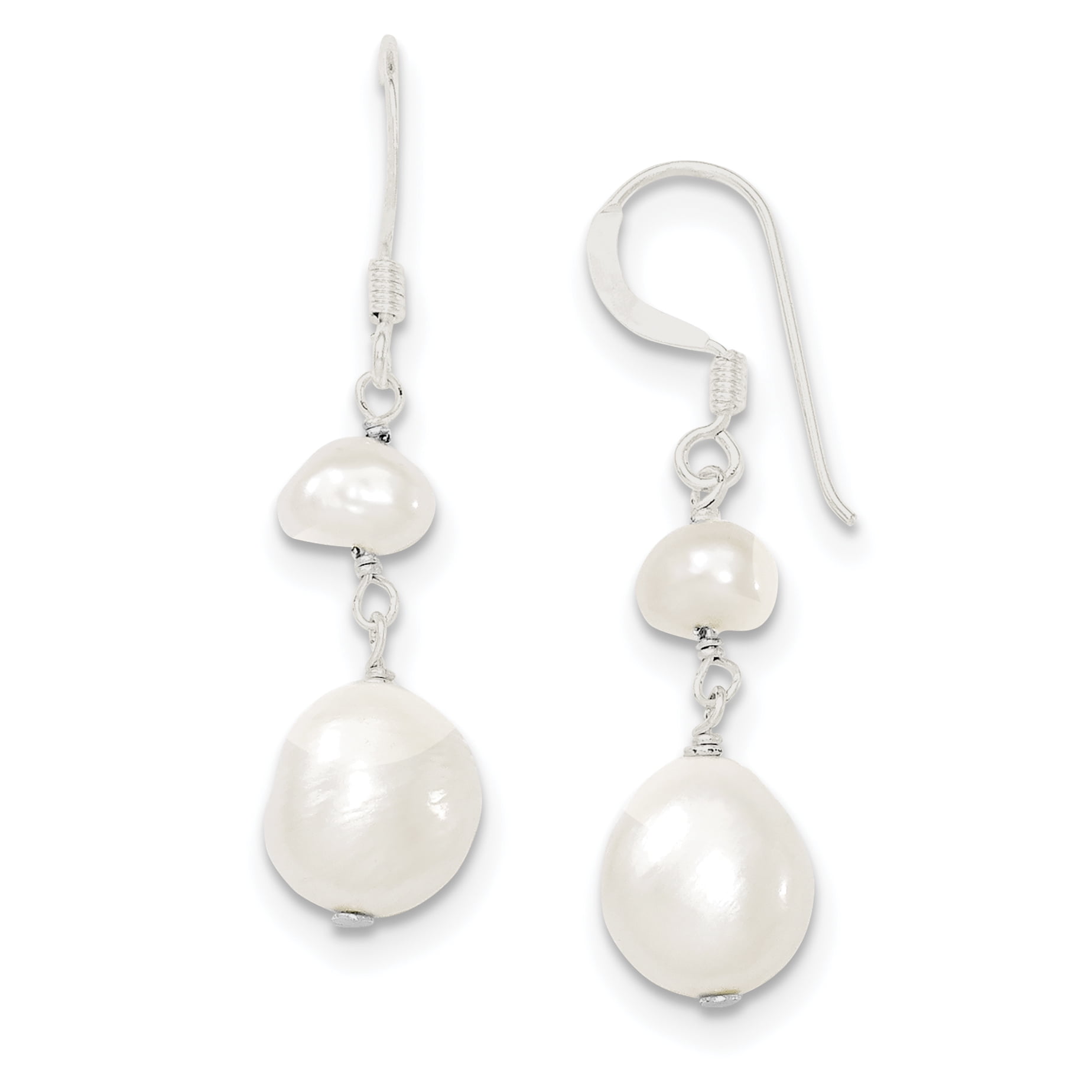 Primal Silver Sterling Silver White Freshwater Cultured Pearl Dangle ...