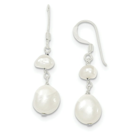 Primal Silver Sterling Silver White Freshwater Cultured Pearl Dangle Earrings