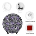 thumbnail image 4 of Balery Purple Butterflies Print Bone China Decorative Plate Ceramic Dinner Plates Art Crafts with Display Stand-7in, 4 of 6