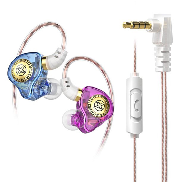 Audífonos deportivos HiFi con auriculares con micrófono para teléfonos (enchufe blanco púrpura)