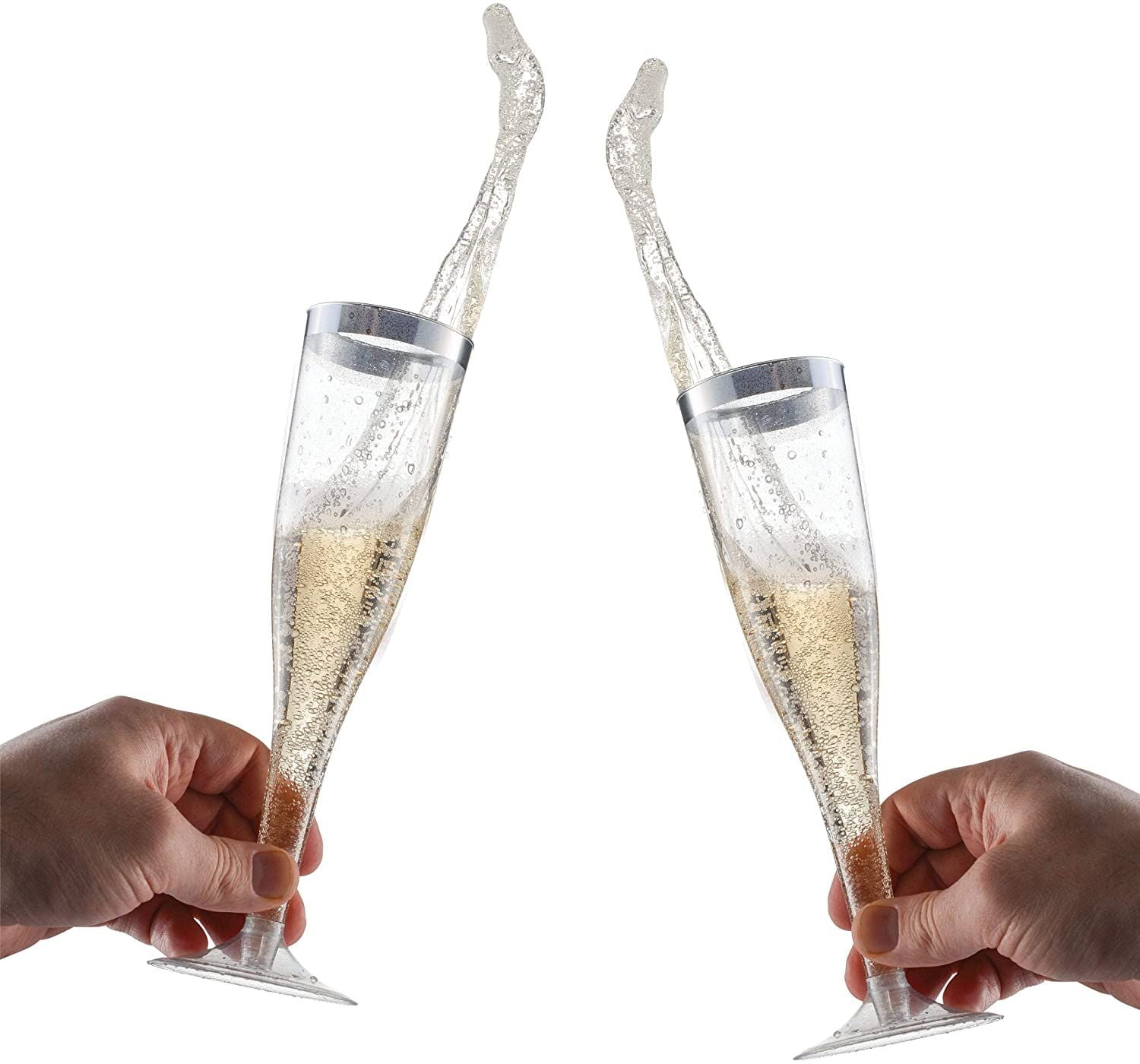 Elsjoy Set of 8 Acrylic Champagne Flutes, 6 Oz Unbreakable Champagne Glasses  Reu