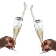 thumbnail image 7 of Chateau Glasses Plastic Champagne Flutes Disposable - Silver Glitter with a Silver Rim - [1 Box of 36 ] 6.5 oz Premium Toasting Glass, 7 of 7