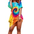 thumbnail image 2 of PALACLOTH Women's Tie-dye Printed Bodycon Dress Crew Neck 3/4 Sleeve Summer Dress, 2 of 4
