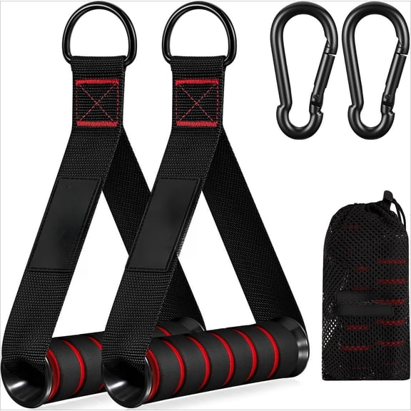 PUMIER Exercise Replacement Handles for Gym Cable Machines, Heavy Duty 260kg Capacity Attachment for Home Gym, Pilates, Yoga, Strength Training - Red/Grey/Blue